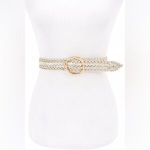Metallic Gold Leather Braided Statement Belt
